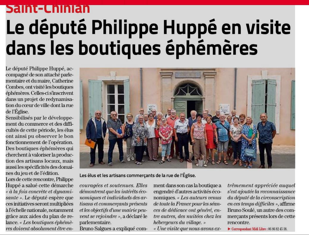 Philippe Huppé à Le député Philippe Huppé en visite dans les boutiques éphémères