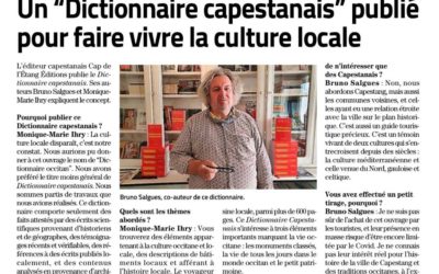 Un bel article sur le Dictionnaire Capestanais dans le Midi Libre du 4 juillet 2021