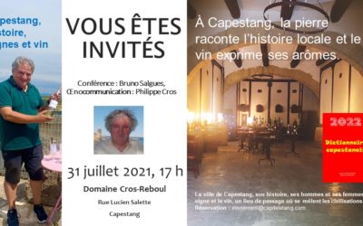 Capestang, histoire, vignes et vin réunis au domaine Cros-Reboul le 31 juillet 2021 pour une conférence